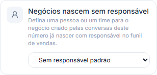 Card do conector com o bloco "Responsável padrão pelos negócios"