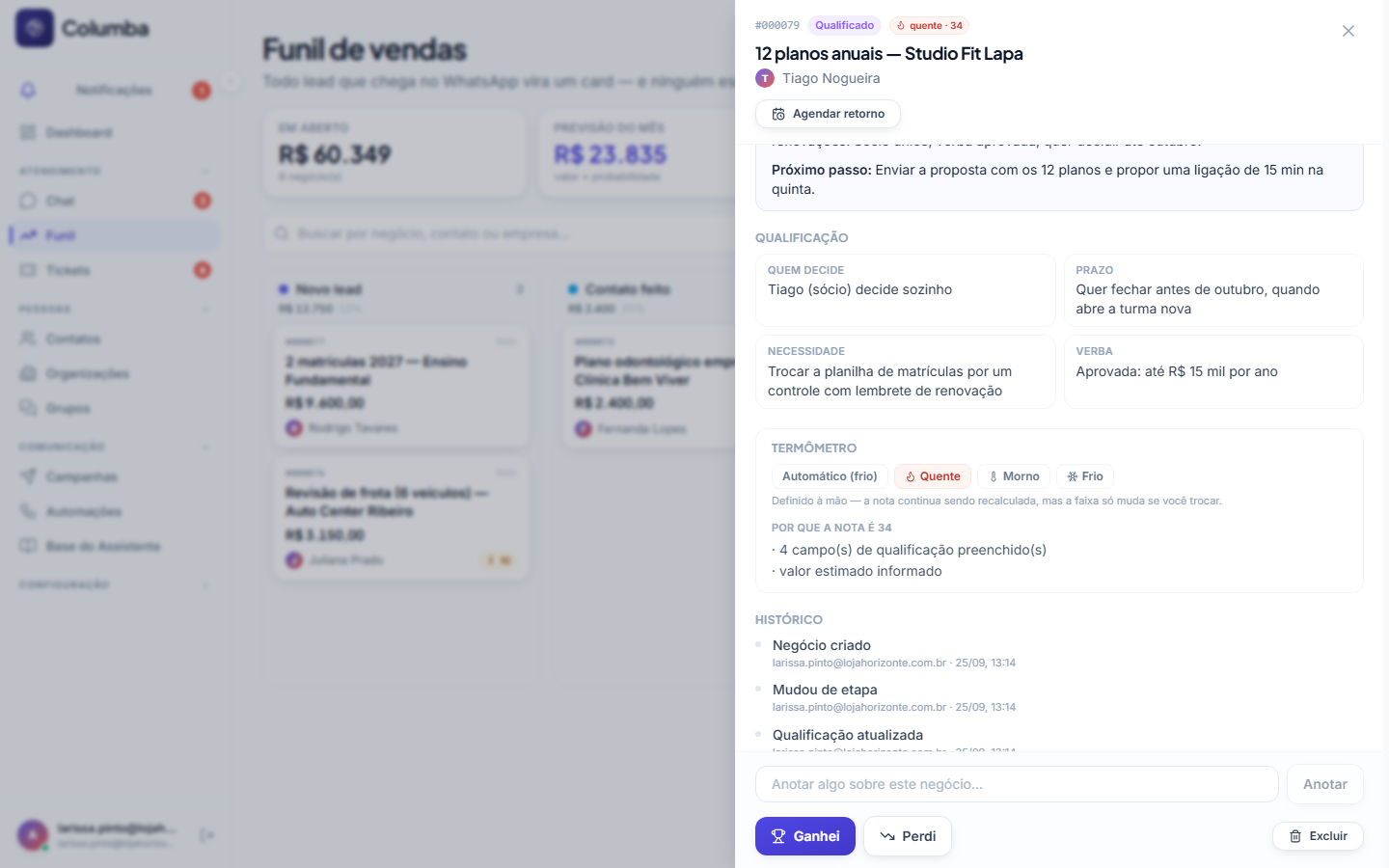 Detalhe do negócio com o seletor do termômetro
